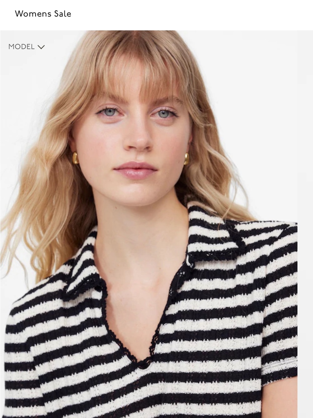 Madewell‎ Stripe Crochet-Knit V-Neck Sweater Tee Classic Feminine Preppy - Picture 3 of 12